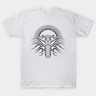 A Motorbike Coming From Sun (Black) T-Shirt